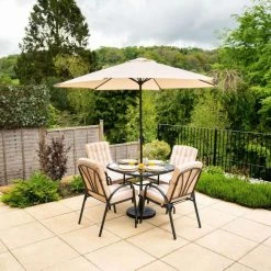 Hadleigh 4 Seater Square Garden Dining Furniture Set In Beige By Hectare® -Garden Furniture Shop FU10018 add image 1 7a52