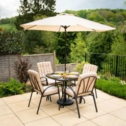 Hadleigh 4 Seater Square Garden Dining Furniture Set In Beige By Hectare®
