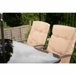 Hadleigh Rectangular Glass Topped Dining Table In Black (Table only) By Hectare® -Garden Furniture Shop FU10019A 2 10c0