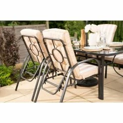 Hadleigh Coffee Table Set With 6 Reclining Armchairs And 2 Stools In Black (no Parasol, no Table) By Hectare® -Garden Furniture Shop FU10019B 2 725f