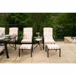 Hadleigh Coffee Table Set With 6 Reclining Armchairs And 2 Stools In Black (no Parasol, no Table) By Hectare®