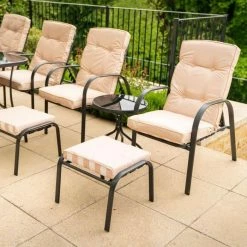 Hadleigh Reclining 6 Seater Garden Dining And Leisure Furniture Set In Beige By Hectare® -Garden Furniture Shop FU10019 add image 6 dea6