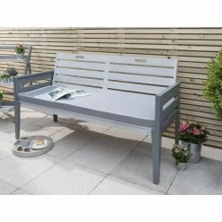 Norfolk Leisure Grigio 3 Seater Wooden Bench in Grey