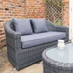Bunbury Four Seater Rattan Sofa Set in Grey by Rowlinson -Garden Furniture Shop FU100891 add image 1 612a