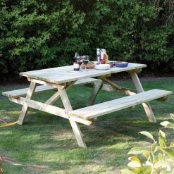 Deluxe Wooden Six Seater Picnic Table - 1.8m (5ft 9in)