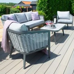Maze Rattan Portofino Garden 3 Seater Sofa and Chairs in Grey -Garden Furniture Shop FU101443 add image 1 2d37