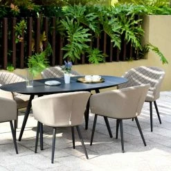 Maze Lounge Ambition Garden 6 Seater Oval Table and Chairs Dining Set in Taupe -Garden Furniture Shop FU101492 add image 2 4493