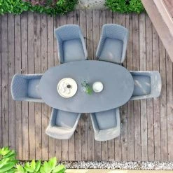 Maze Lounge Zest Garden 6 Seater Oval Dining Table and Chairs Set in Flanelle -Garden Furniture Shop FU101547 add image 1 e05e