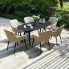 Maze Lounge Zest Garden 6 Seater Oval Dining Table and Chairs Set in taupe