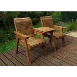 Charles Taylor Wooden Garden Twin Companion Set with Burgundy Cushions and Fitted Cover -Garden Furniture Shop FU101586 add image 2 fbb3