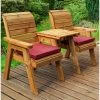 Charles Taylor Wooden Garden Twin Companion Set with Burgundy Cushions and Fitted Cover