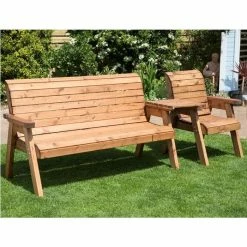 Charles Taylor Wooden Garden 4 Seater Companion Set with Green Cushions