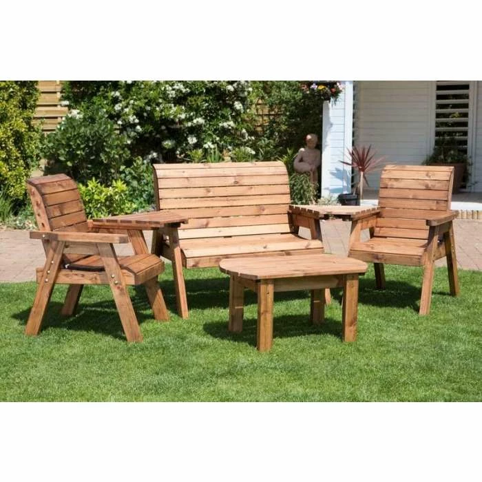 Charles Taylor Wooden Garden 4 Seater Multi Set with Burgundy Cushions 1 Charles Taylor Wooden Garden 4 Seater Multi Set with Burgundy Cushions