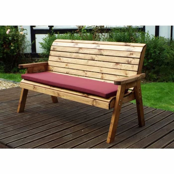 Charles Taylor Wooden Garden 3 Seater Winchester Bench with Burgundy Cushions and Fitted Cover 2 Charles Taylor Wooden Garden 3 Seater Winchester Bench with Burgundy Cushions and Fitted Cover - Image 2