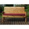 Charles Taylor Wooden Garden 3 Seater Winchester Bench with Burgundy Cushions and Fitted Cover