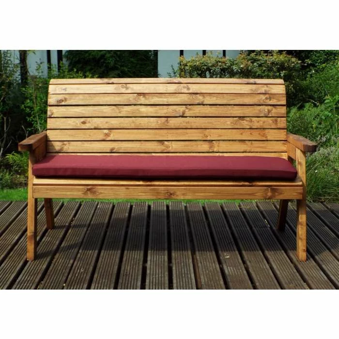 Charles Taylor Wooden Garden 3 Seater Winchester Bench with Burgundy Cushions and Fitted Cover 1 Charles Taylor Wooden Garden 3 Seater Winchester Bench with Burgundy Cushions and Fitted Cover