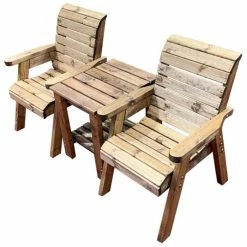 Charles Taylor Wooden Garden Deluxe Companion Set with Green Cushions