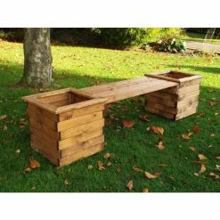 Charles Taylor Wooden Garden Deluxe Planter Bench with Green Cushions -Garden Furniture Shop FU101607 add image 1 ef08