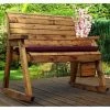Charles Taylor Wooden Garden Rocking Bench with Burgundy Cushions and Standard Cover