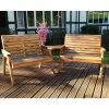 Charles Taylor Wooden Garden Twin Bench Angled Set with Green Cushions and Standard Covers