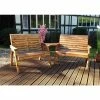Charles Taylor Wooden Garden Twin Bench Angled Set with Burgundy Cushions and Standard Covers