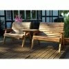 Charles Taylor Wooden Garden Twin Bench Set with Green Cushions and Standard Covers