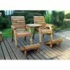 Charles Taylor Wooden Garden Deluxe Lounger Set with Green Cushions and Fitted Cover