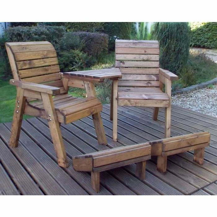 Charles Taylor Wooden Garden Deluxe Lounger Angled Set with Burgundy Cushions and Fitted Cover 1 Charles Taylor Wooden Garden Deluxe Lounger Angled Set with Burgundy Cushions and Fitted Cover