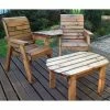 Charles Taylor Wooden Garden Twin Companion Dining Angled Set with Green Cushions