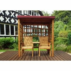 Charles Taylor Wooden Garden Henley Twin Seat Arbour with Burgundy Cushions 5 Charles Taylor Wooden Garden Henley Twin Seat Arbour with Burgundy Cushions -Garden Furniture Shop FU101657 add image 1 8285