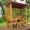 Charles Taylor Wooden Garden Henley Twin Seat Arbour with Burgundy Cushions