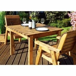 Charles Taylor Wooden Garden 2 Seater Table Set with Green Cushions