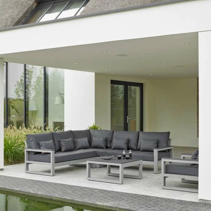 Norfolk Leisure LIFE Alumimium Mallorca 5 Seat Corner Set In Matt Grey/Carbon 1 Norfolk Leisure LIFE Alumimium Mallorca 5 Seat Corner Set In Matt Grey/Carbon