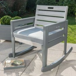Norfolk Leisure Florenity Eucalyptus Rocking Chair with Pad In Greywash