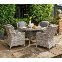 Norfolk Leisure Handpicked Rattan Wroxham 4 Seat Dining Set In Grey
