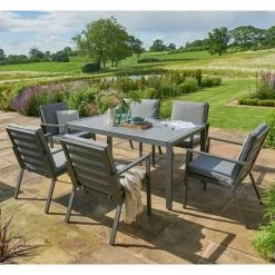Norfolk Leisure Handpicked Aluminium Titchwell 6 Seat Dining Set In Grey