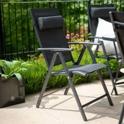 Kennet Reclining 4 Seater Polytex Dining Set In Black By Hectare® -Garden Furniture Shop FU10191 add image 3 1d09