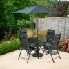 Kennet Reclining 4 Seater Polytex Dining Set In Black By Hectare®