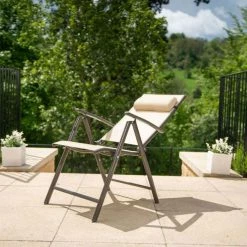 Kennet Reclining 6 Seater Polytex Dining Set In Mocha By Hectare® -Garden Furniture Shop FU10192BG add image 5 c671