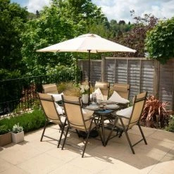 Kennet Reclining 6 Seater Polytex Dining Set In Mocha By Hectare®