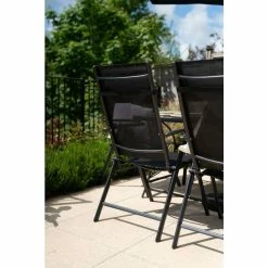 Kennet Set Of 6 Reclining Dining Chairs (Chairs only) In Black By Hectare® -Garden Furniture Shop FU10192B 3 3549