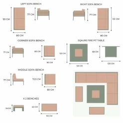 Lifestyle Metal 10 Seater Garden Corner Sofa Dining Set with Square Fire Pit Table by Primrose Living -Garden Furniture Shop FU101976 V2 4439
