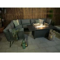 Lifestyle Metal 8 Seater Garden Corner Sofa Set with Rectangular Fire Pit Table by Primrose Living -Garden Furniture Shop FU101977 DiffAngle 86be