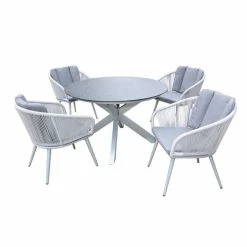 Lifestyle Rope 4 Seater Garden Dining Set by Primrose Living -Garden Furniture Shop FU101980 FullSetWhite c0fd