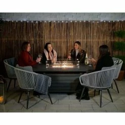 Lifestyle Rope 6 Seater Garden Fire Pit Table Dining Set by Primrose Living -Garden Furniture Shop FU101982 LifestyleFire ea4d
