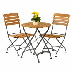 Newark Folding Round Bistro Outdoor Dining Side Chair Set -Garden Furniture Shop FU102038 add image 2 7d63