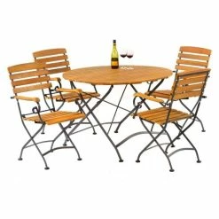 Newark Folding Round Outdoor Dining Set with Arm Chairs -Garden Furniture Shop FU102039 add image 5 b342