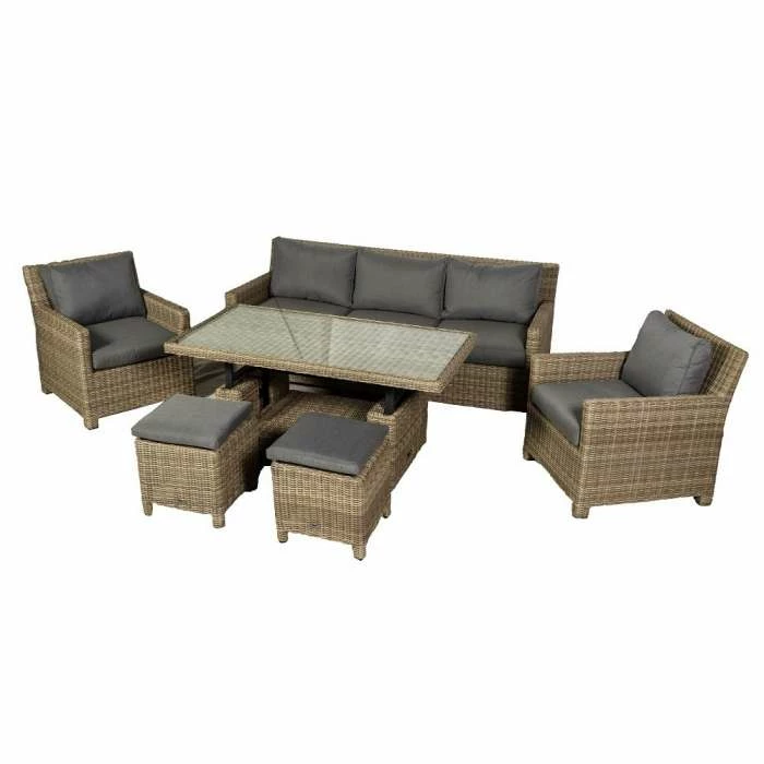 Wentworth Rattan Dining Sofa Set With Adjustable Table 1 Wentworth Rattan Dining Sofa Set With Adjustable Table