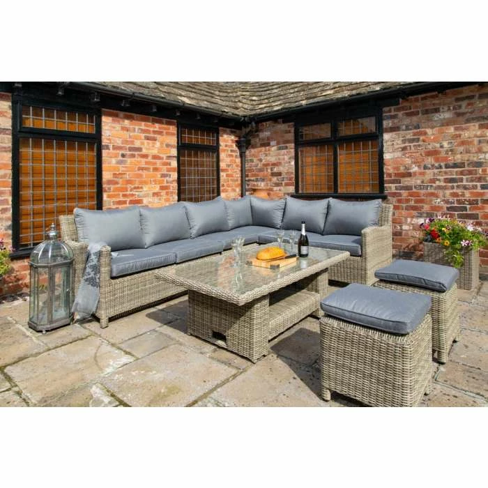 Wentworth 8 Seater Deluxe Modular Rattan Corner Dining Set With Adjustable Table 1 Wentworth 8 Seater Deluxe Modular Rattan Corner Dining Set With Adjustable Table