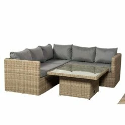 Wentworth 4 Piece Corner Rattan Lounging Set With Adjustable Table -Garden Furniture Shop FU102080 add image 5 256b